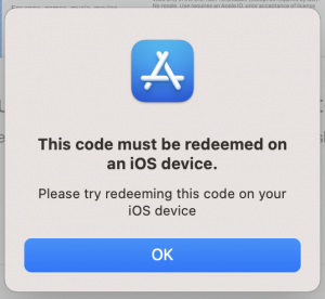 This code must be redeemed on an iOS device.
Please try redeeming this code on your iOS device
[ OK ]